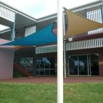 Green and yellow shade sail