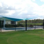 Blue Shade Sail over Pool residential
