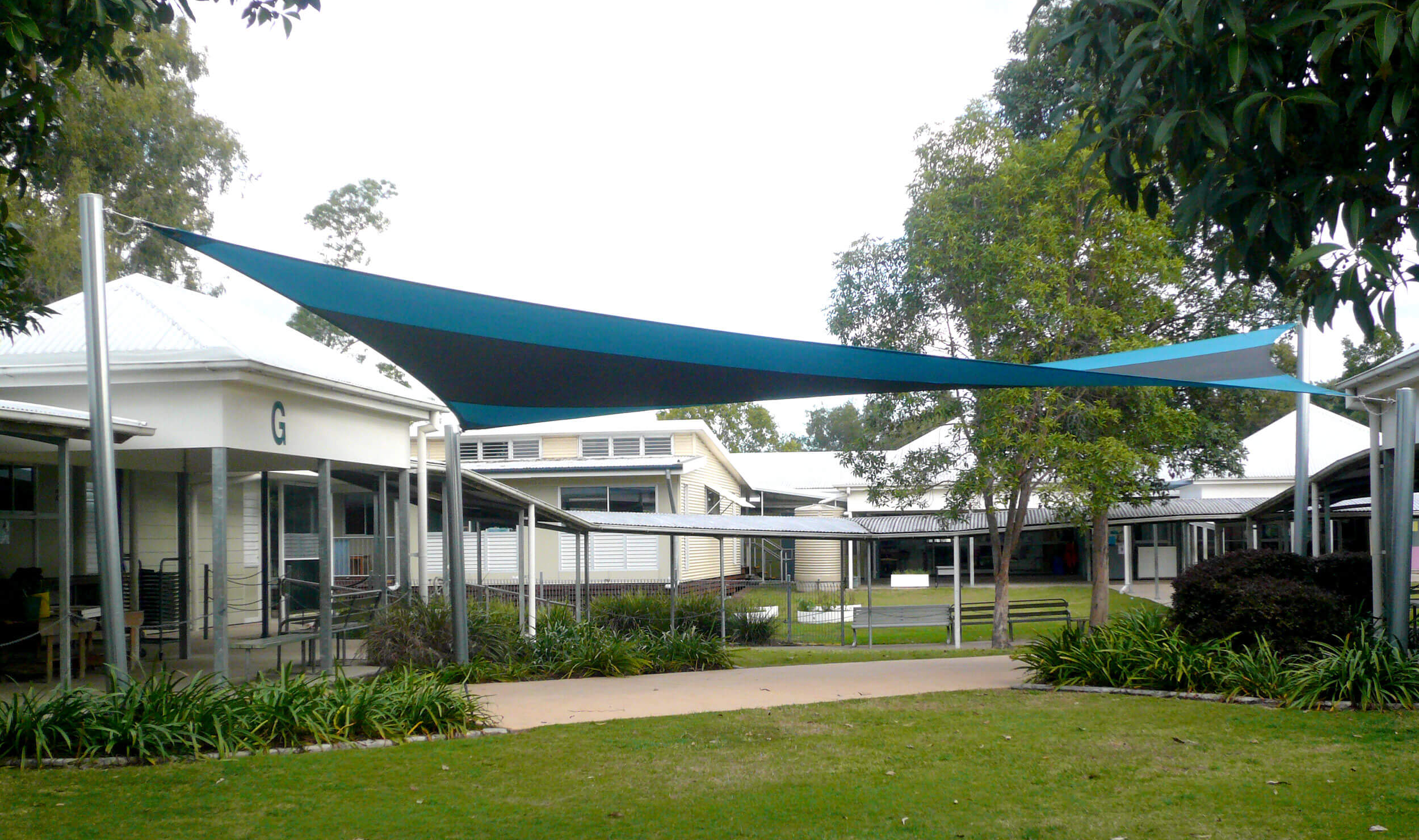 Blue Shade Sails at School